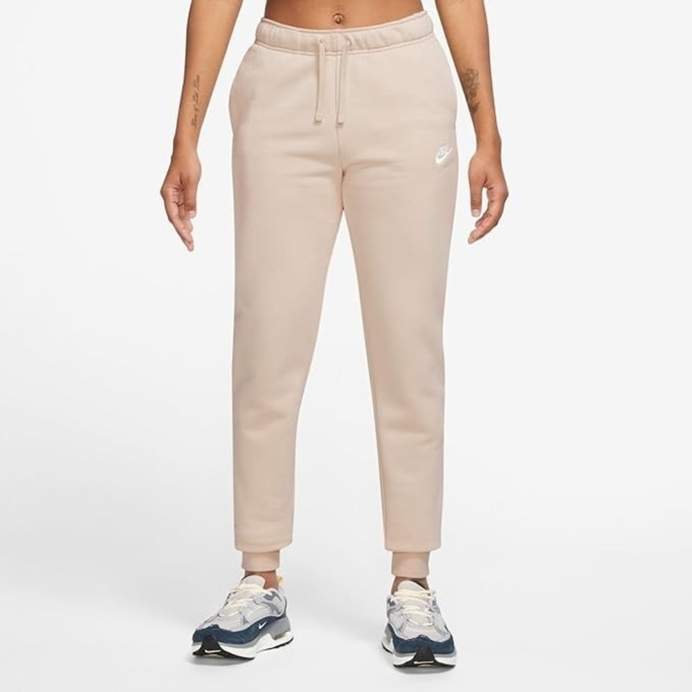 Nike Women's  Sportswear Club Fleece Mid-Rise Joggers Sweatpants Tan Large NEW